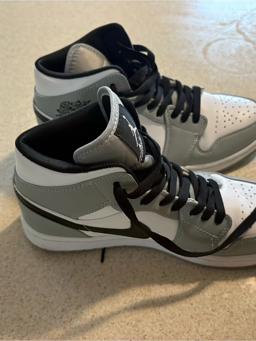 Nike Air Jordan 1 Mid Men’s Shoes - White, Gray & Black